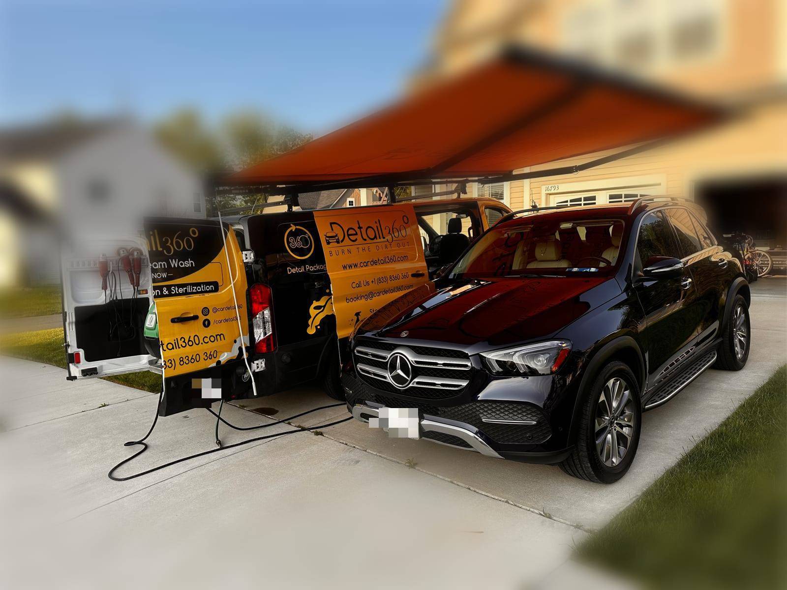 Car Detail 360 fully equipped mobile unit servicing a Mercedes-Benz GLE