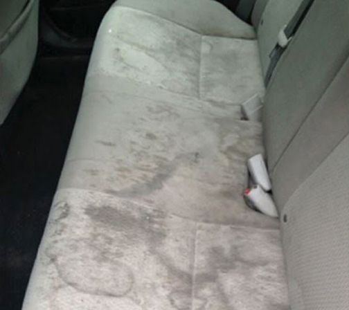 Fabric seat with deep urine and fluid staining